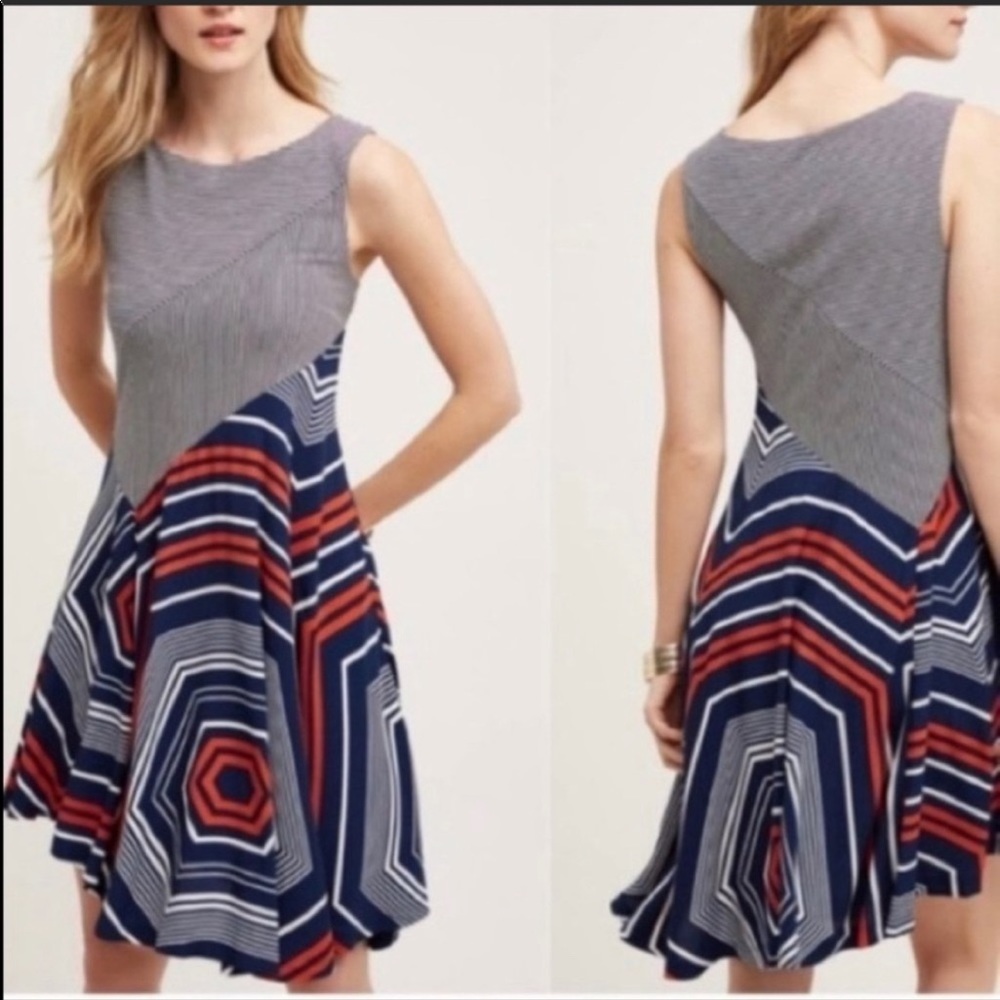 EUC Maeve x Anthro Blue Orange Cameron Dress Small